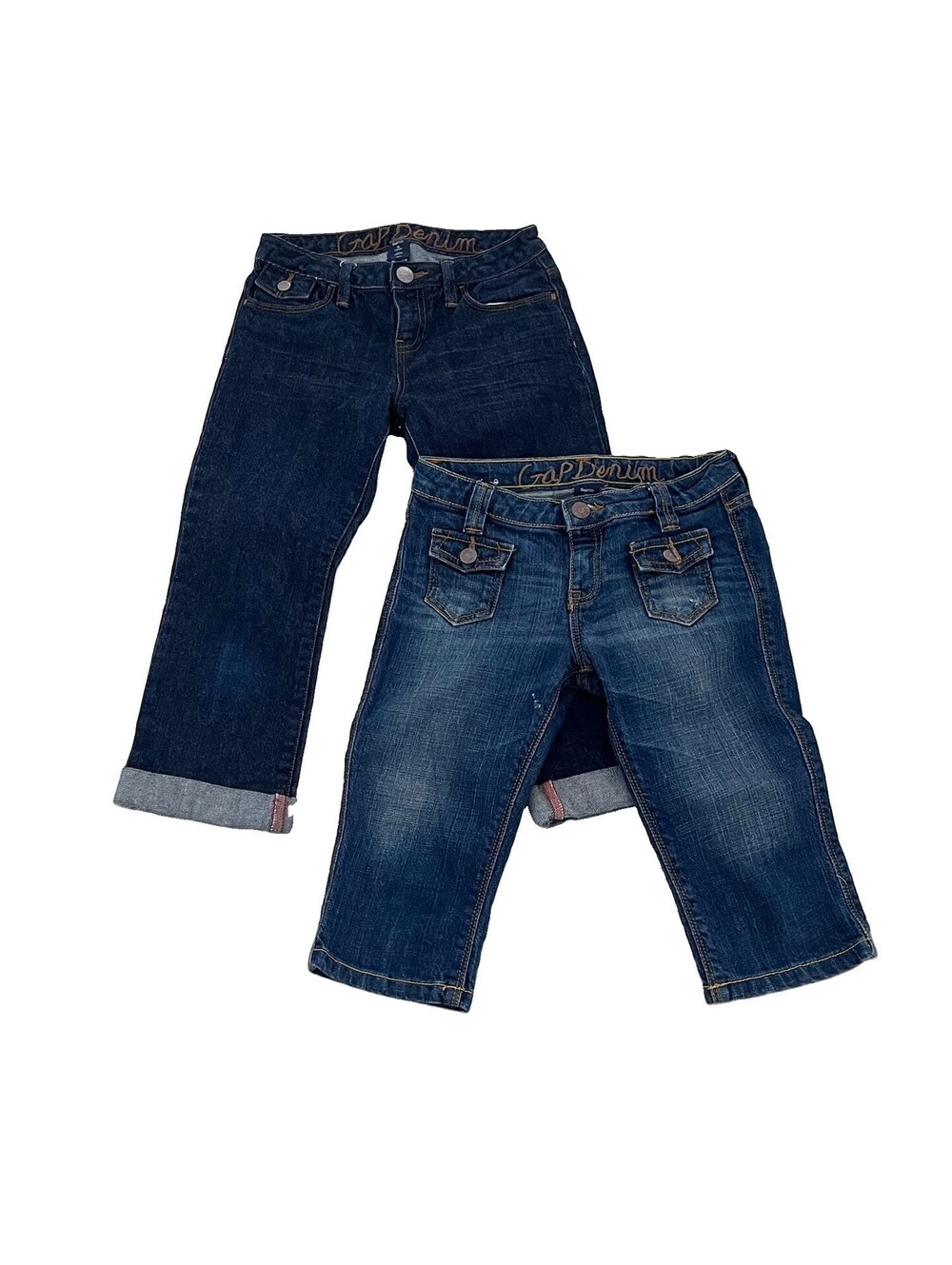 GapKids Gap Denim Girls Jeans Lot Size 10 Regular Capri Cuffed Y2K Blue Denim